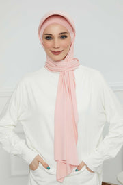 Instant Cotton Shawl Newsboy Scarves 95% Cotton Bandana Women's Cap Turban Visor Stylish Hijab Hat Turban Head Wraps,SS-1 Powder