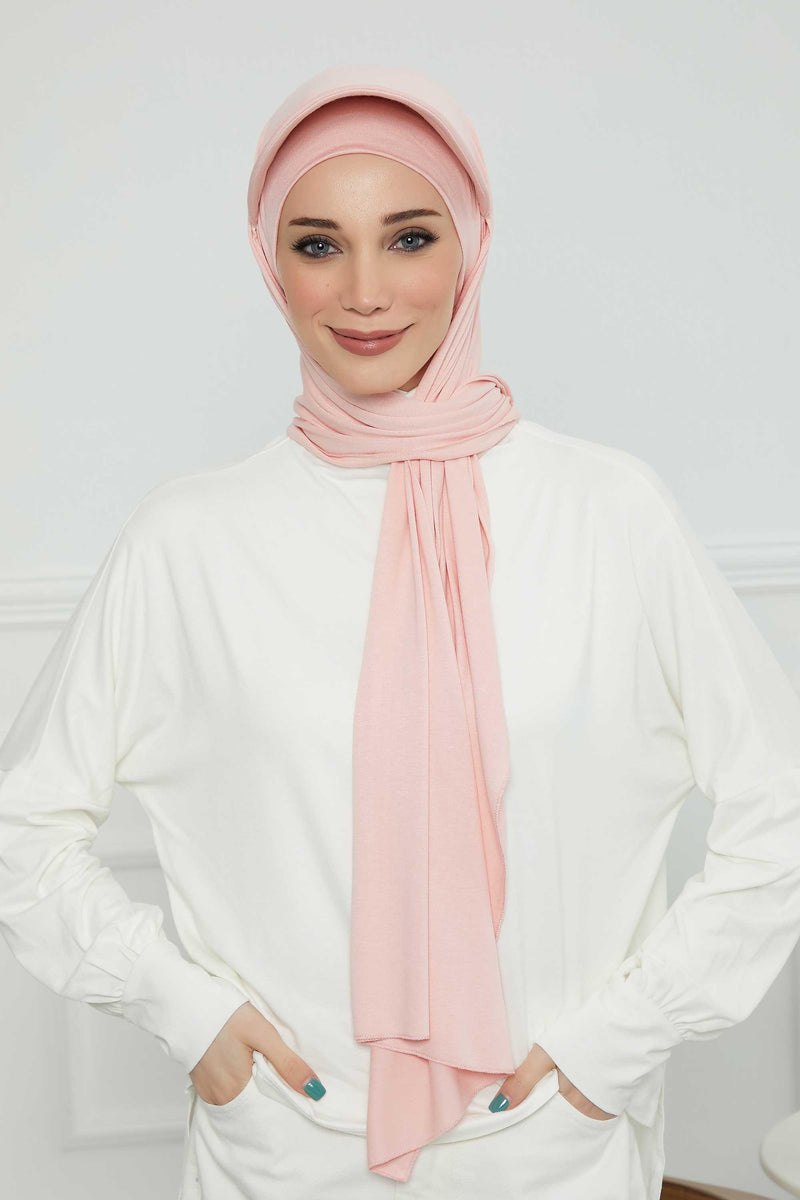 Instant Cotton Shawl Newsboy Scarves 95% Cotton Bandana Women's Cap Turban Visor Stylish Hijab Hat Turban Head Wraps,SS-1 Powder