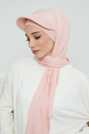 Instant Cotton Shawl Newsboy Scarves 95% Cotton Bandana Women's Cap Turban Visor Stylish Hijab Hat Turban Head Wraps,SS-1 Powder