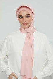 Instant Cotton Shawl Newsboy Scarves 95% Cotton Bandana Women's Cap Turban Visor Stylish Hijab Hat Turban Head Wraps,SS-1 Powder