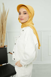 Instant Cotton Shawl Newsboy Scarves 95% Cotton Bandana Women's Cap Turban Visor Stylish Hijab Hat Turban Head Wraps,SS-1 Mustard Yellow