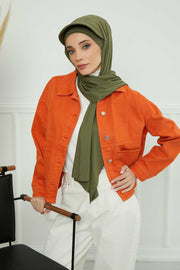 Instant Cotton Shawl Newsboy Scarves 95% Cotton Bandana Women's Cap Turban Visor Stylish Hijab Hat Turban Head Wraps,SS-1 Army Green