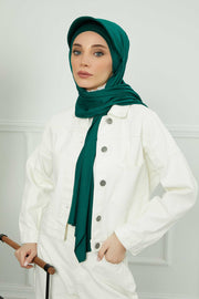 Instant Cotton Shawl Newsboy Scarves 95% Cotton Bandana Women's Cap Turban Visor Stylish Hijab Hat Turban Head Wraps,SS-1 Green