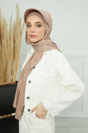 Instant Cotton Shawl Newsboy Scarves 95% Cotton Bandana Women's Cap Turban Visor Stylish Hijab Hat Turban Head Wraps,SS-1 Mink