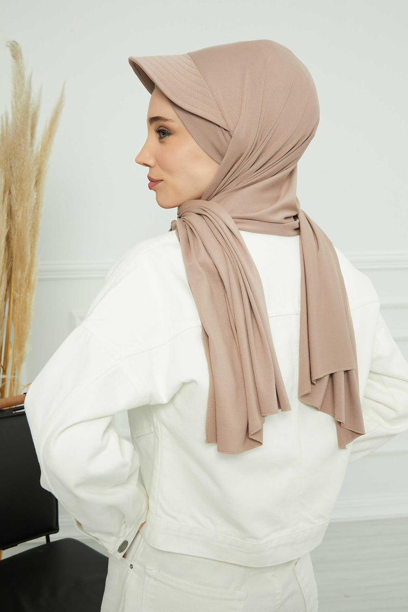 Instant Cotton Shawl Newsboy Scarves 95% Cotton Bandana Women's Cap Turban Visor Stylish Hijab Hat Turban Head Wraps,SS-1 Mink