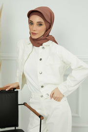 Instant Cotton Shawl Newsboy Scarves 95% Cotton Bandana Women's Cap Turban Visor Stylish Hijab Hat Turban Head Wraps,SS-1 Caramel Brown