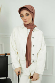 Instant Cotton Shawl Newsboy Scarves 95% Cotton Bandana Women's Cap Turban Visor Stylish Hijab Hat Turban Head Wraps,SS-1 Caramel Brown