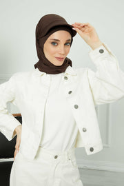 Instant Cotton Shawl Newsboy Scarves 95% Cotton Bandana Women's Cap Turban Visor Stylish Hijab Hat Turban Head Wraps,SS-1 Brown