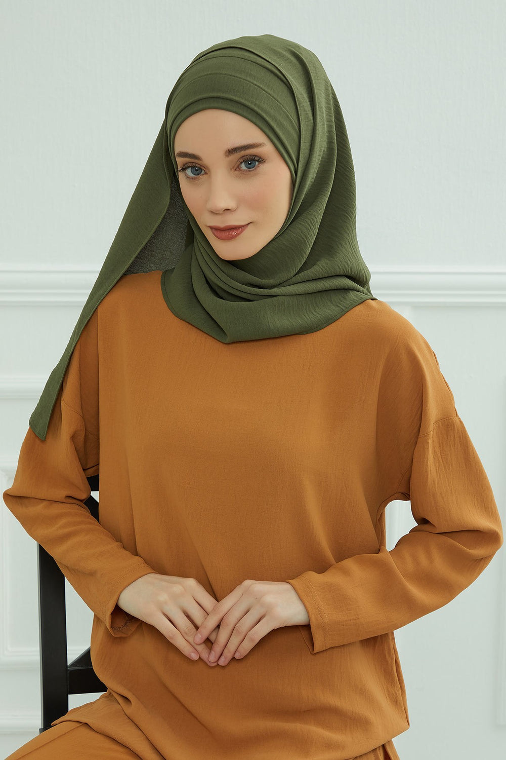 Instant Lightweight Aerobin Shawl Head Turbans For Women Headwear Stylish Head Wrap Elegant Design,CPS-93 Army Green