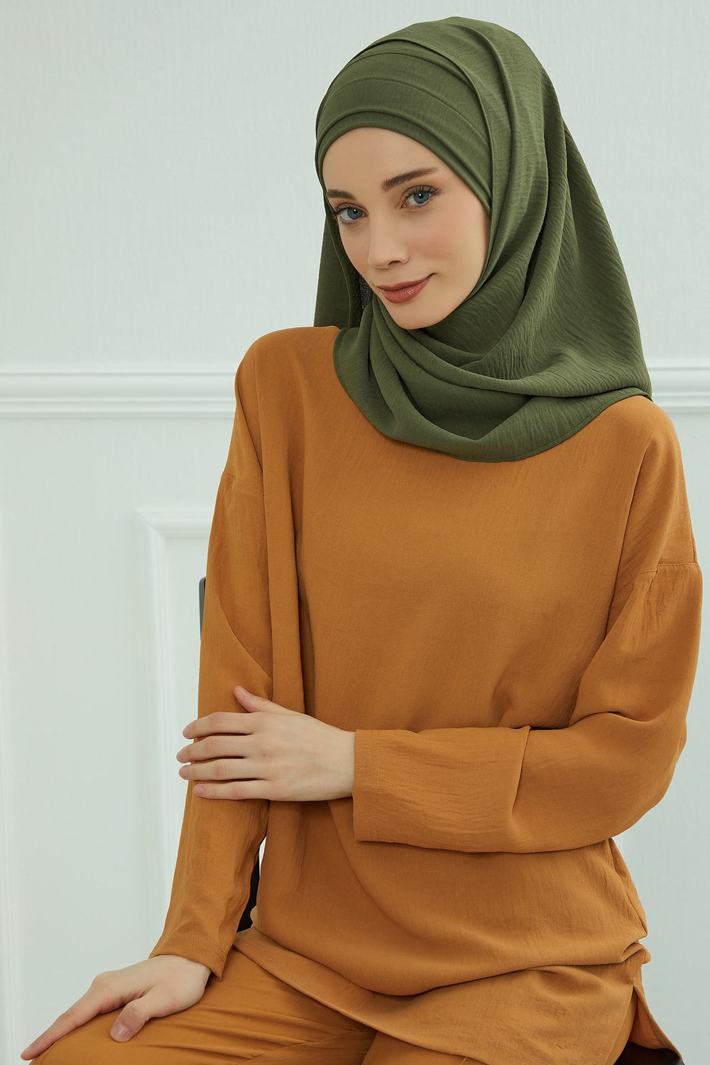 Instant Lightweight Aerobin Shawl Head Turbans For Women Headwear Stylish Head Wrap Elegant Design,CPS-93 Army Green