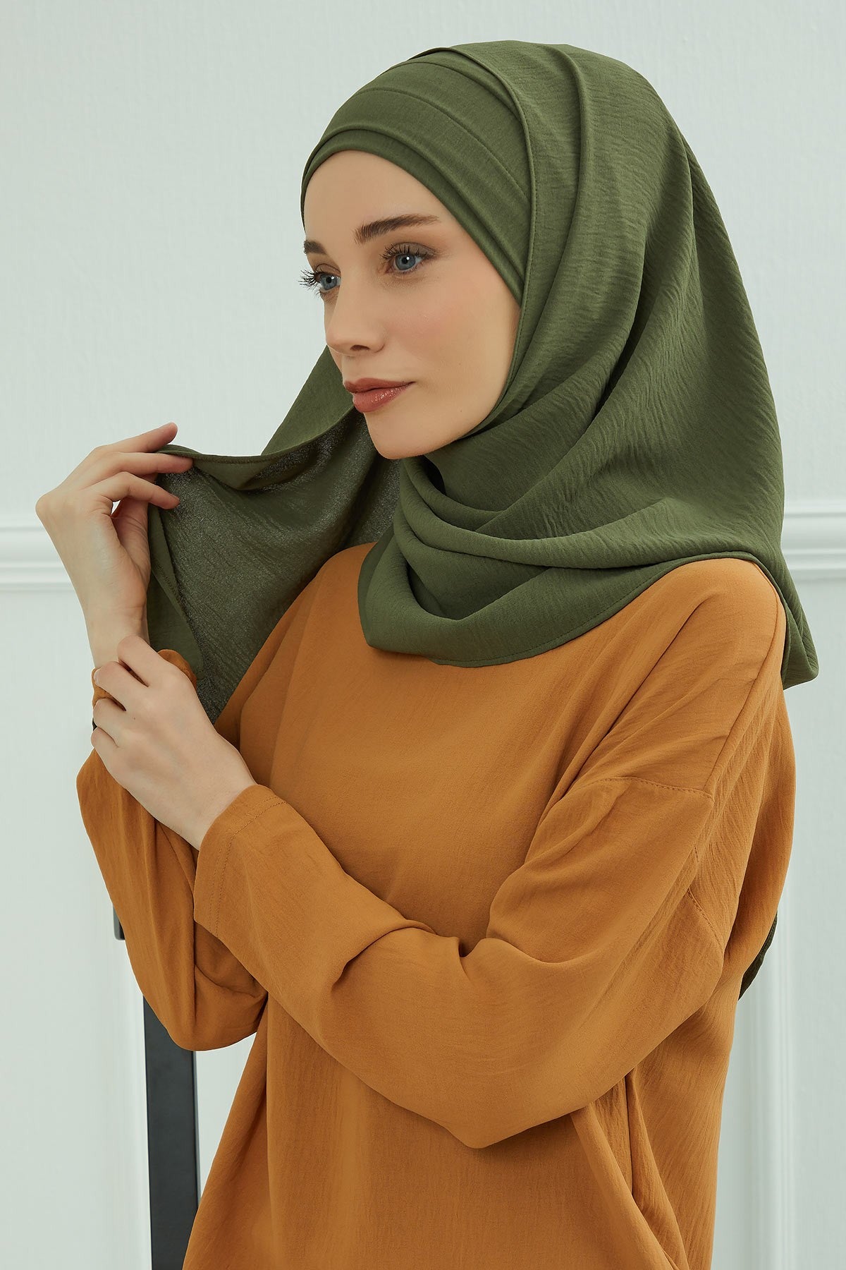 Instant Lightweight Aerobin Shawl Head Turbans For Women Headwear Stylish Head Wrap Elegant Design,CPS-93 Army Green