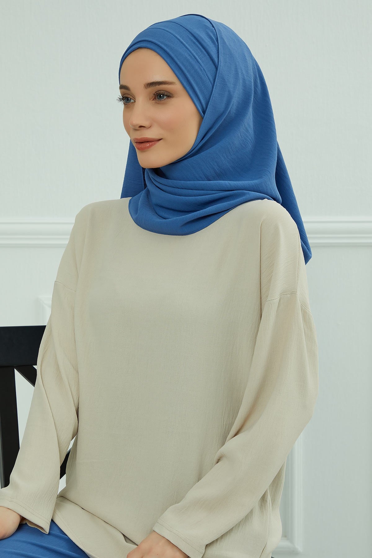 Instant Lightweight Aerobin Shawl Head Turbans For Women Headwear Stylish Head Wrap Elegant Design,CPS-93 Blue