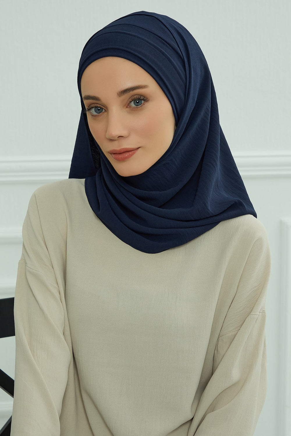 Instant Lightweight Aerobin Shawl Head Turbans For Women Headwear Stylish Head Wrap Elegant Design,CPS-93 Navy Blue