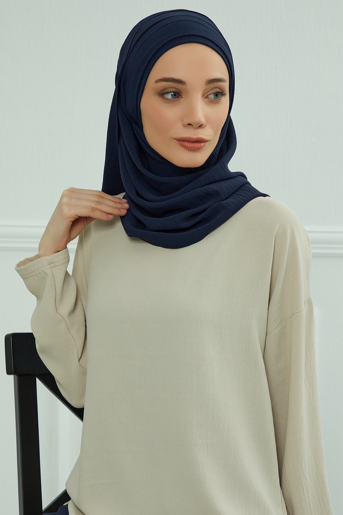 Instant Lightweight Aerobin Shawl Head Turbans For Women Headwear Stylish Head Wrap Elegant Design,CPS-93 Navy Blue