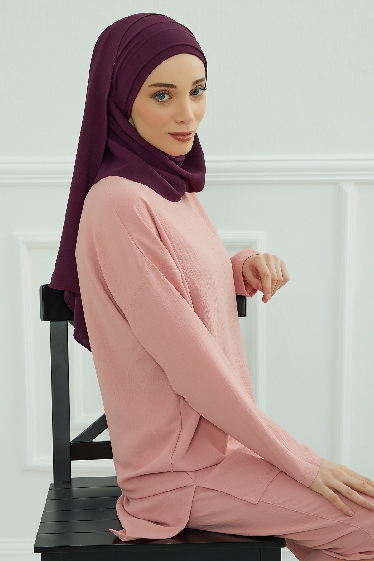 Instant Lightweight Aerobin Shawl Head Turbans For Women Headwear Stylish Head Wrap Elegant Design,CPS-93 Purple