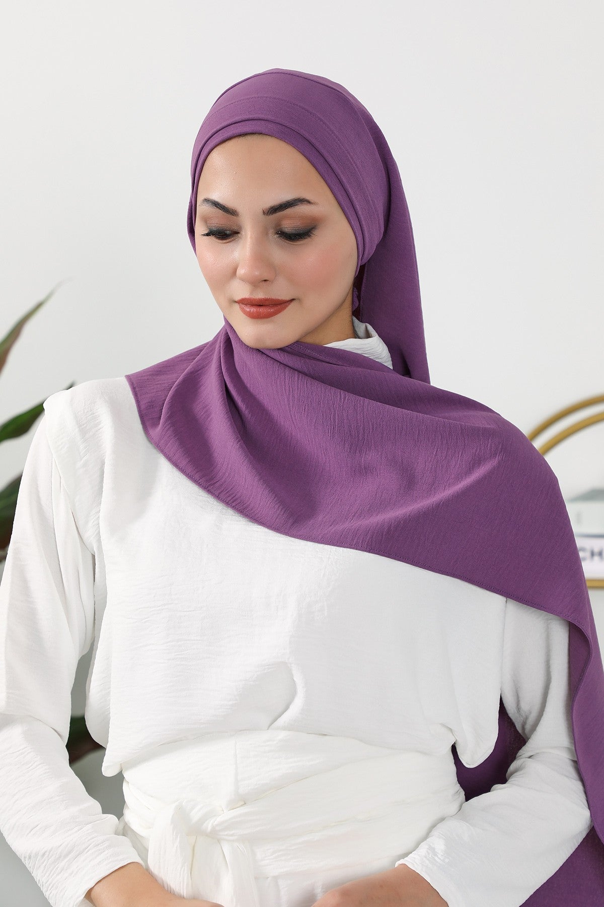 Instant Lightweight Aerobin Shawl Head Turbans For Women Headwear Stylish Head Wrap Elegant Design,CPS-93 Purple 2