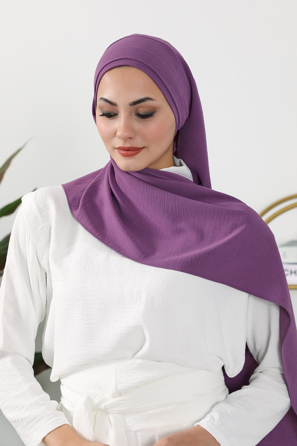 Instant Lightweight Aerobin Shawl Head Turbans For Women Headwear Stylish Head Wrap Elegant Design,CPS-93 Purple 2