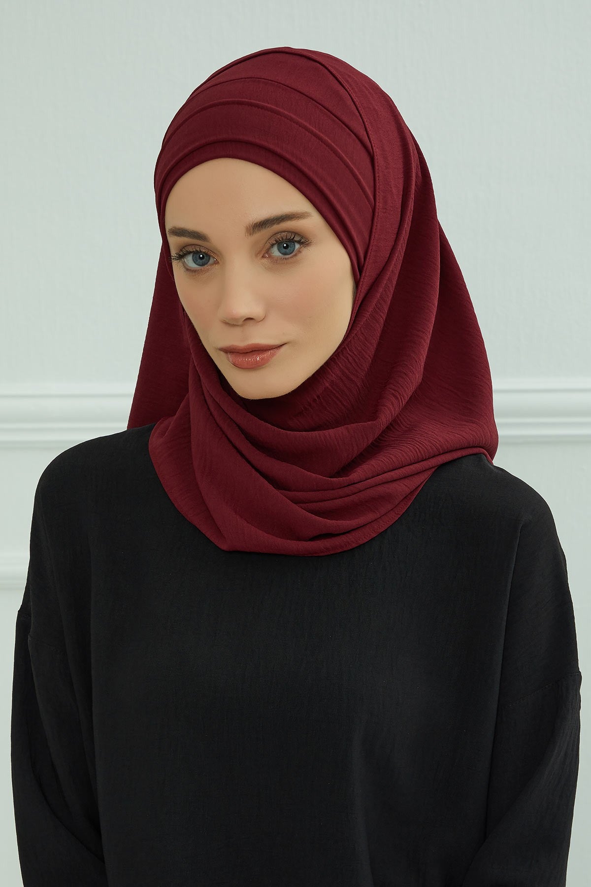Instant Lightweight Aerobin Shawl Head Turbans For Women Headwear Stylish Head Wrap Elegant Design,CPS-93 Maroon