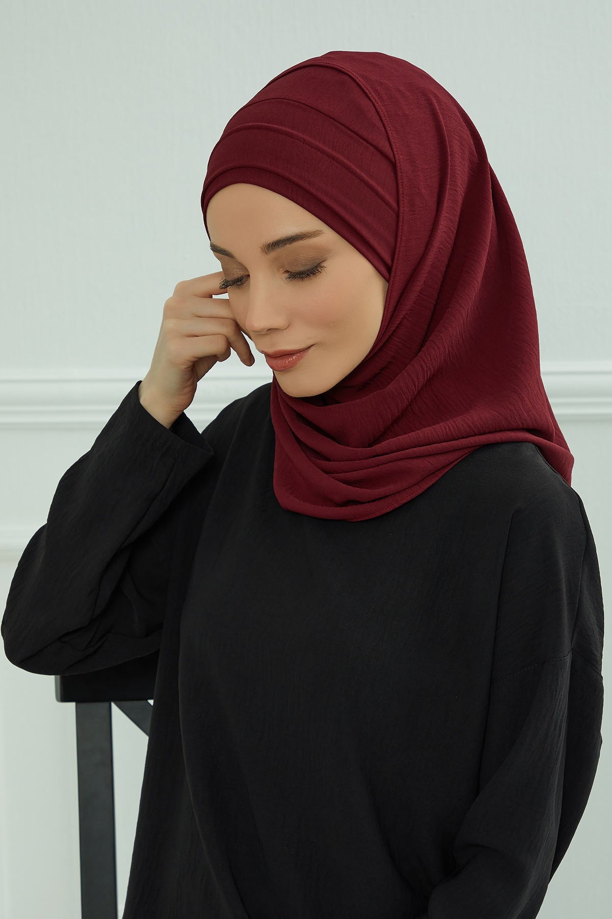Instant Lightweight Aerobin Shawl Head Turbans For Women Headwear Stylish Head Wrap Elegant Design,CPS-93 Maroon