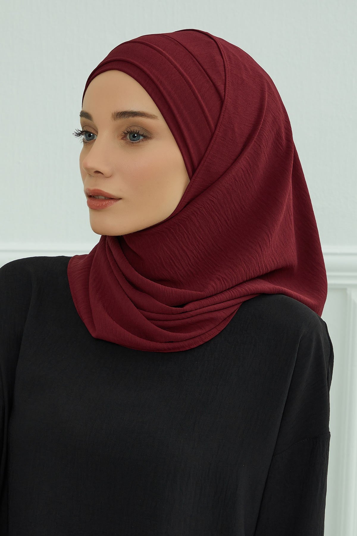 Instant Lightweight Aerobin Shawl Head Turbans For Women Headwear Stylish Head Wrap Elegant Design,CPS-93 Maroon