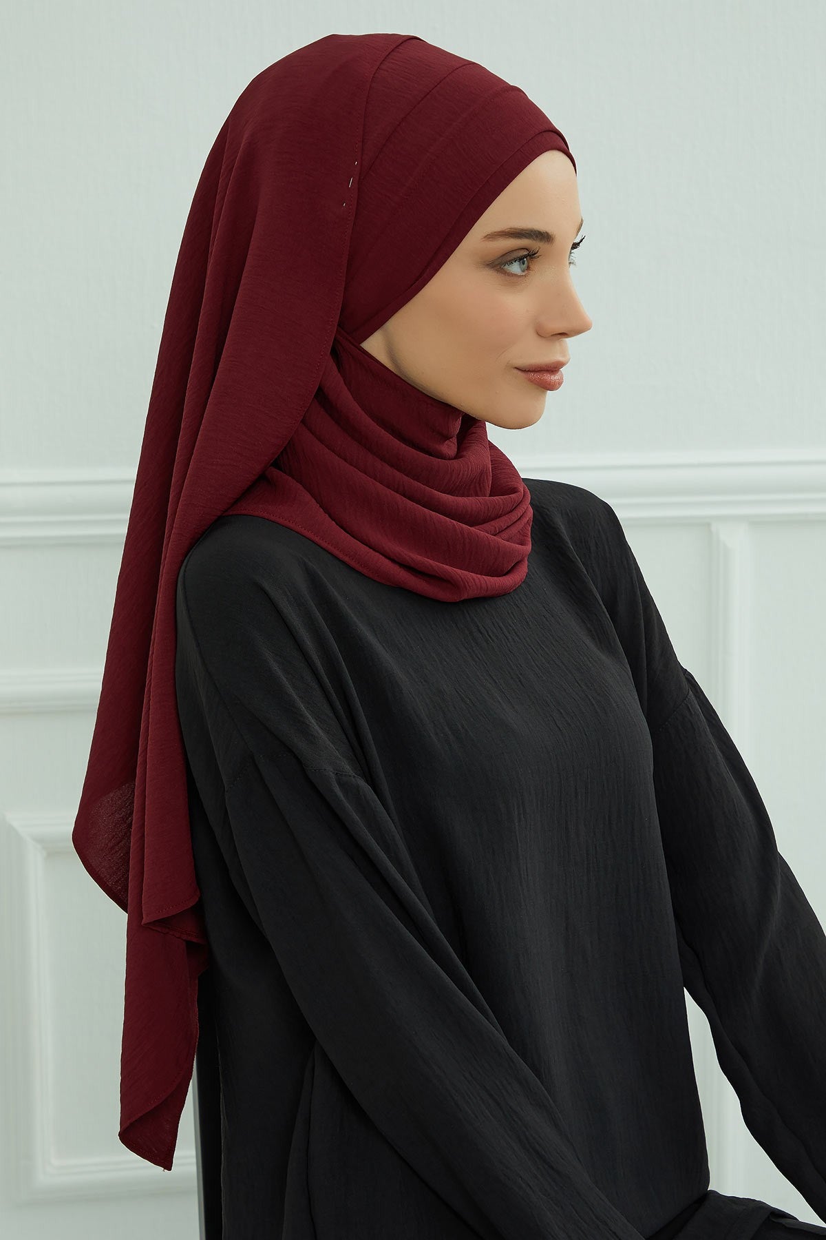 Instant Lightweight Aerobin Shawl Head Turbans For Women Headwear Stylish Head Wrap Elegant Design,CPS-93 Maroon