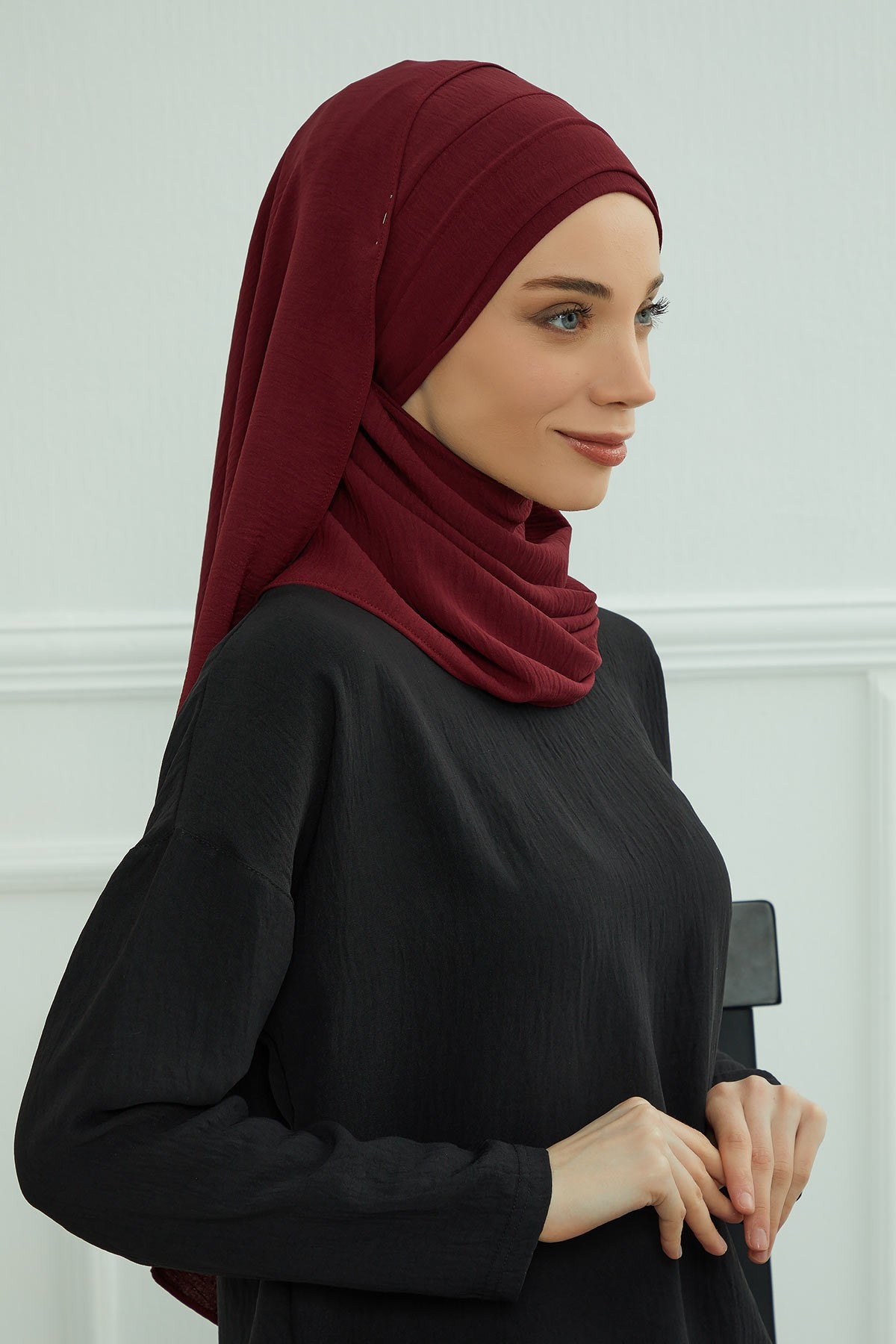 Instant Lightweight Aerobin Shawl Head Turbans For Women Headwear Stylish Head Wrap Elegant Design,CPS-93 Maroon