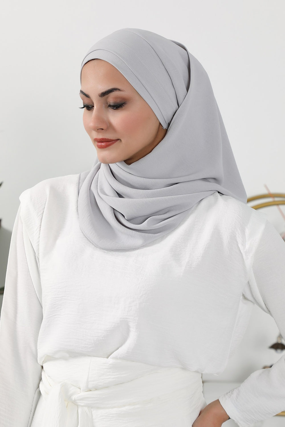Instant Lightweight Aerobin Shawl Head Turbans For Women Headwear Stylish Head Wrap Elegant Design,CPS-93 Light Grey