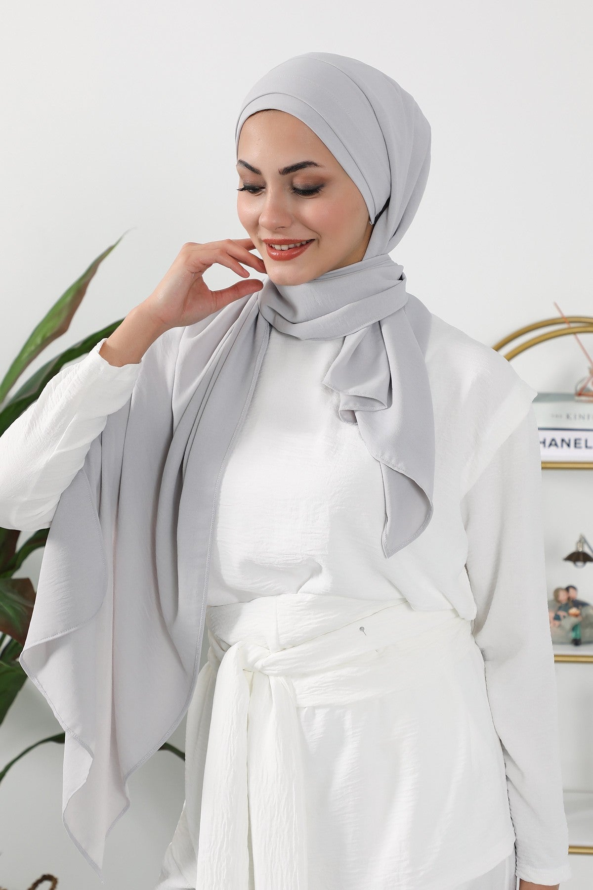 Instant Lightweight Aerobin Shawl Head Turbans For Women Headwear Stylish Head Wrap Elegant Design,CPS-93 Light Grey