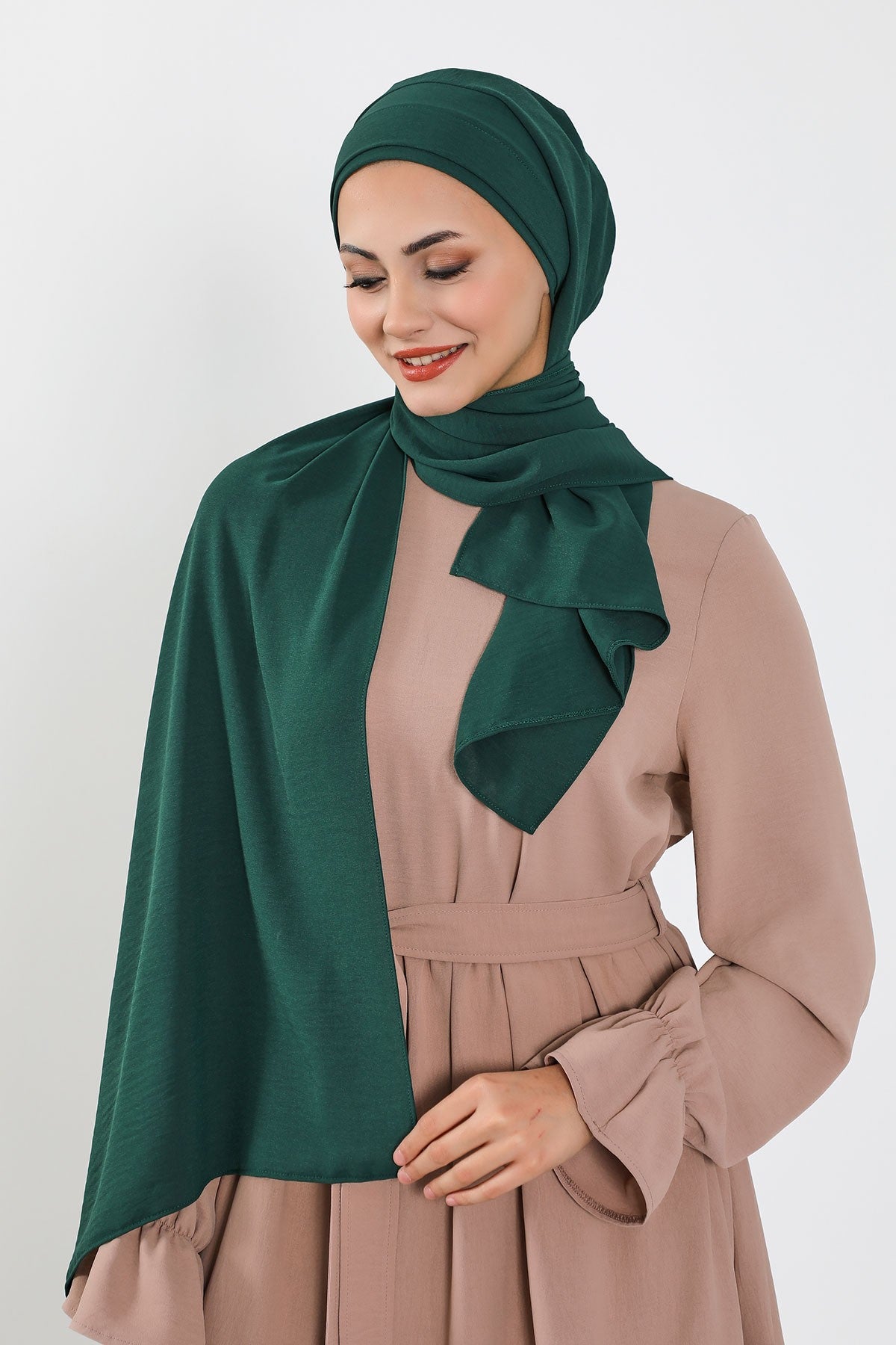 Instant Lightweight Aerobin Shawl Head Turbans For Women Headwear Stylish Head Wrap Elegant Design,CPS-93 Dark Green