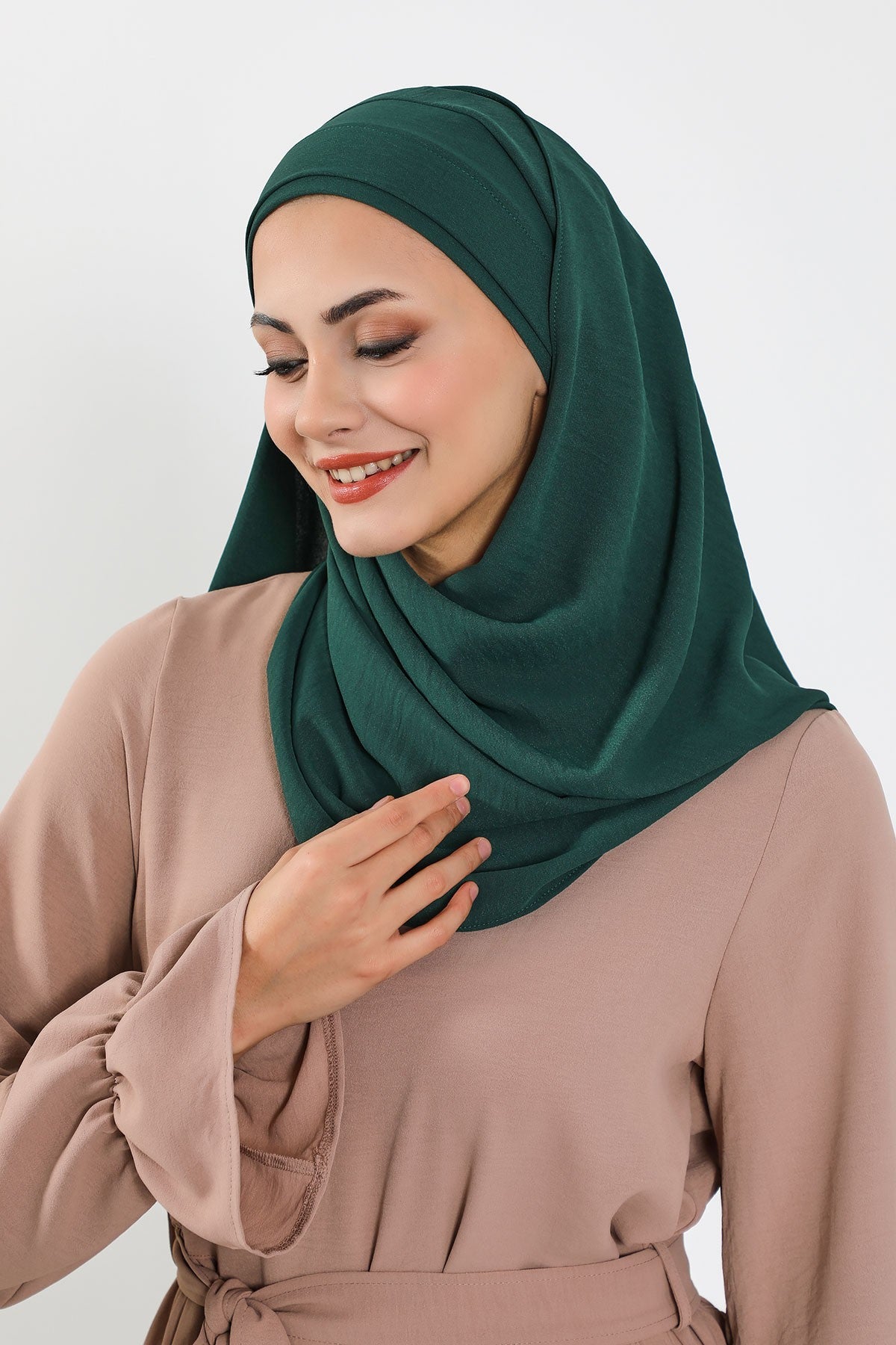 Instant Lightweight Aerobin Shawl Head Turbans For Women Headwear Stylish Head Wrap Elegant Design,CPS-93 Dark Green
