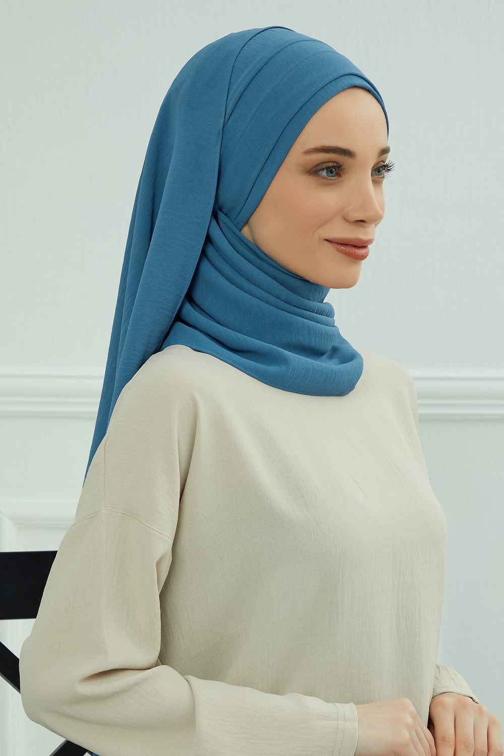 Instant Lightweight Aerobin Shawl Head Turbans For Women Headwear Stylish Head Wrap Elegant Design,CPS-93 İndigo