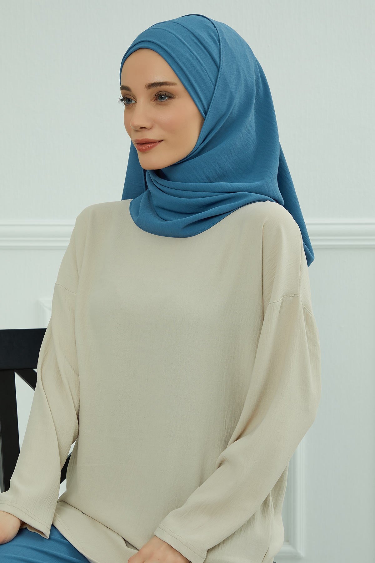 Instant Lightweight Aerobin Shawl Head Turbans For Women Headwear Stylish Head Wrap Elegant Design,CPS-93 İndigo