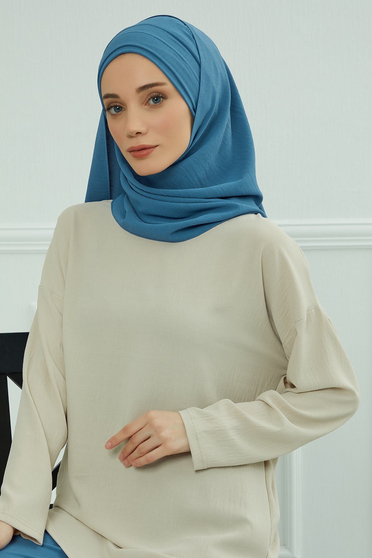 Instant Lightweight Aerobin Shawl Head Turbans For Women Headwear Stylish Head Wrap Elegant Design,CPS-93 İndigo