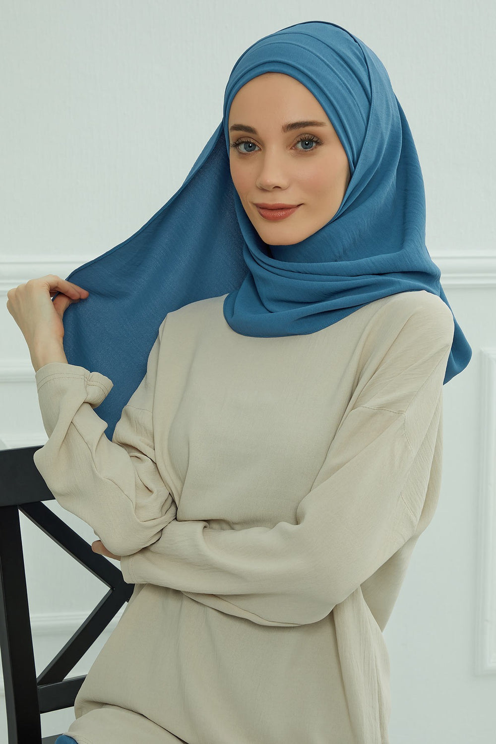 Instant Lightweight Aerobin Shawl Head Turbans For Women Headwear Stylish Head Wrap Elegant Design,CPS-93 İndigo