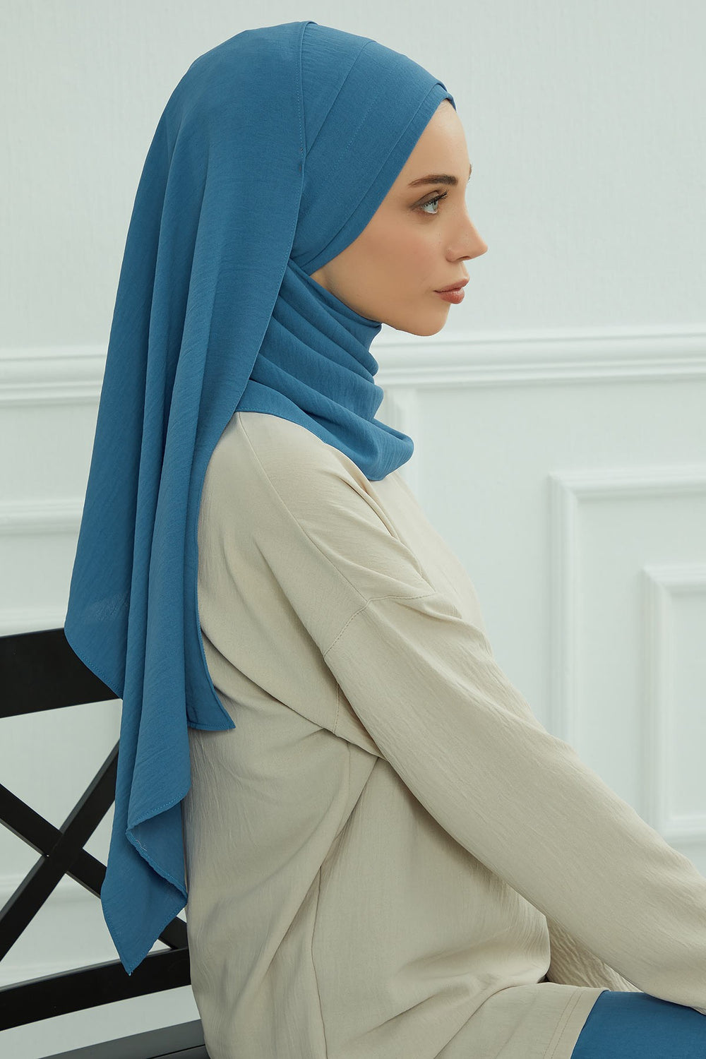 Instant Lightweight Aerobin Shawl Head Turbans For Women Headwear Stylish Head Wrap Elegant Design,CPS-93 İndigo