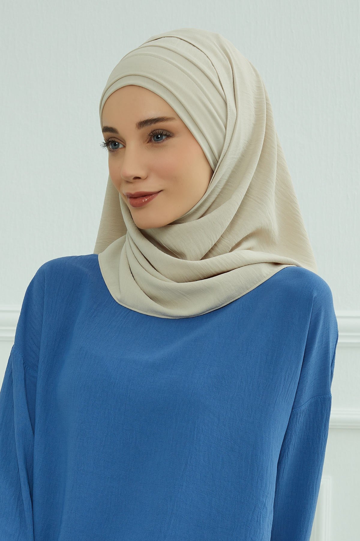Instant Lightweight Aerobin Shawl Head Turbans For Women Headwear Stylish Head Wrap Elegant Design,CPS-93 Beige