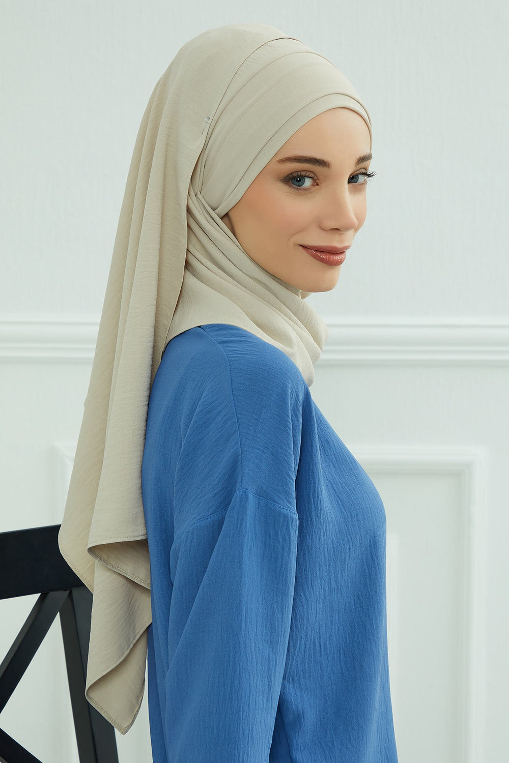 Instant Lightweight Aerobin Shawl Head Turbans For Women Headwear Stylish Head Wrap Elegant Design,CPS-93 Beige