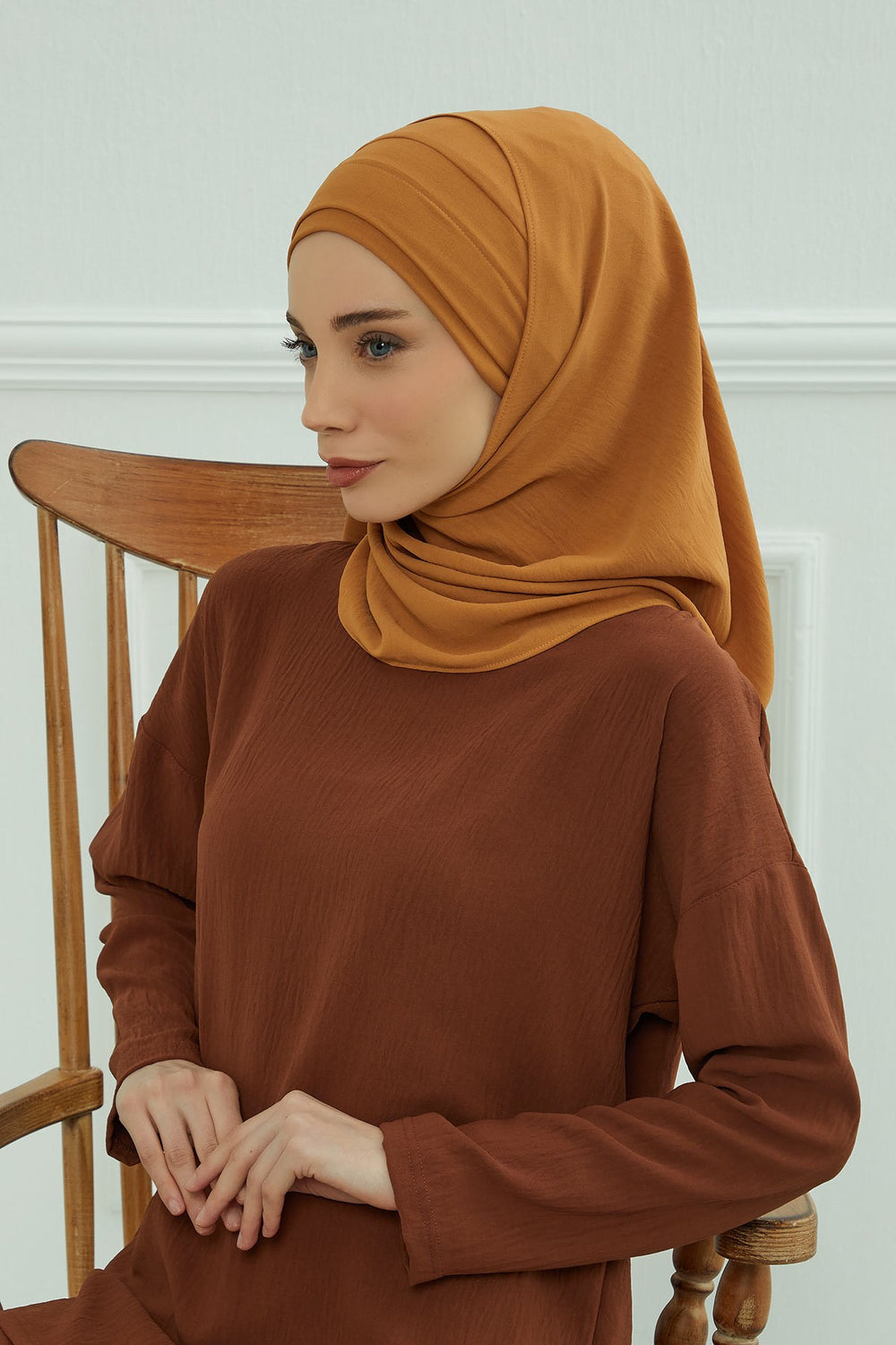 Instant Lightweight Aerobin Shawl Head Turbans For Women Headwear Stylish Head Wrap Elegant Design,CPS-93 Tawny Brown