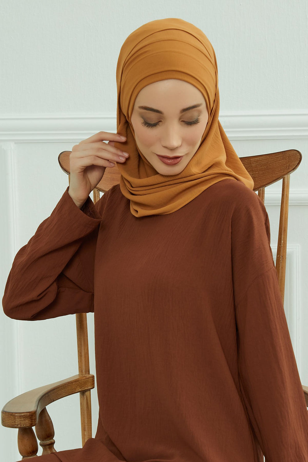 Instant Lightweight Aerobin Shawl Head Turbans For Women Headwear Stylish Head Wrap Elegant Design,CPS-93 Tawny Brown