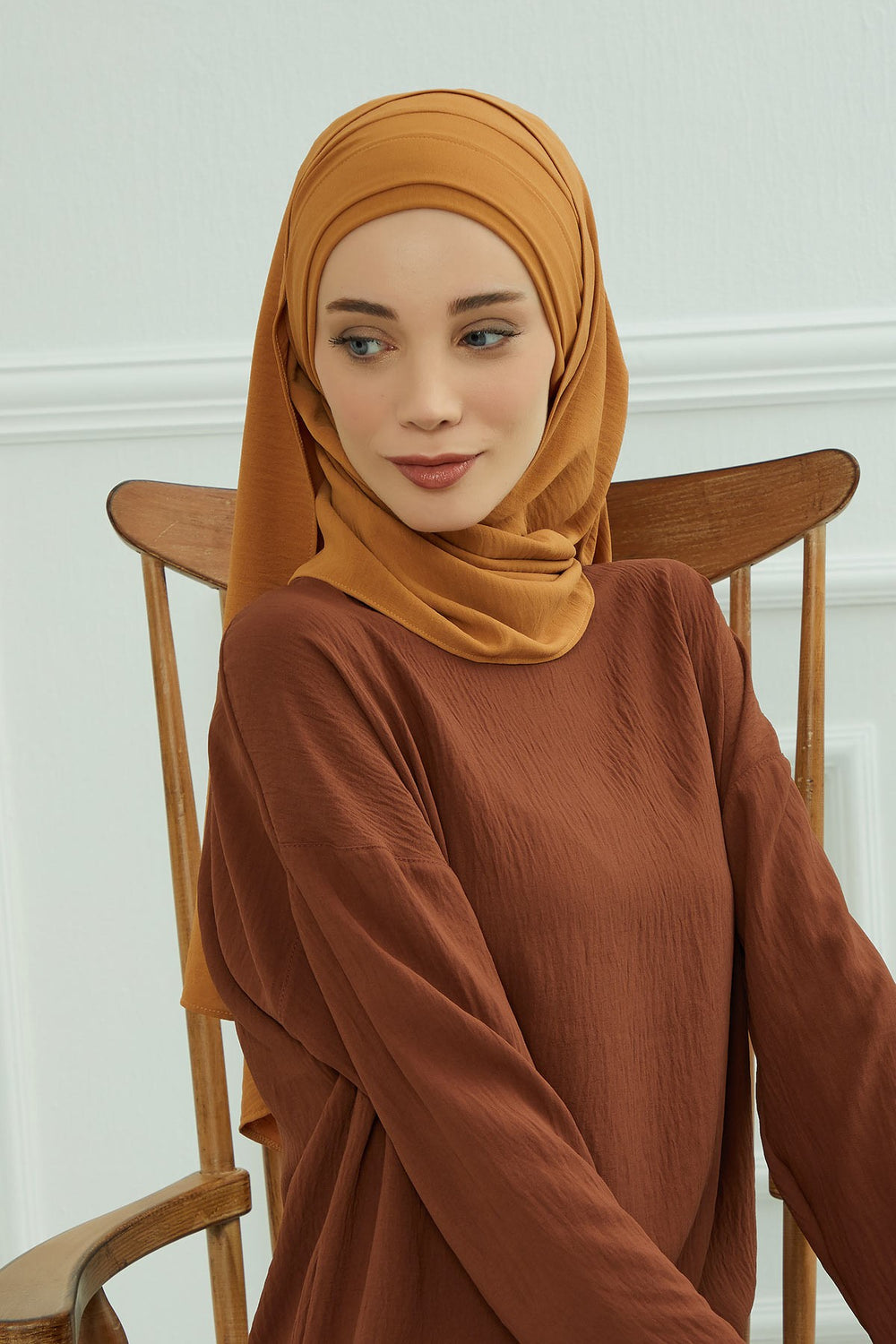Instant Lightweight Aerobin Shawl Head Turbans For Women Headwear Stylish Head Wrap Elegant Design,CPS-93 Tawny Brown