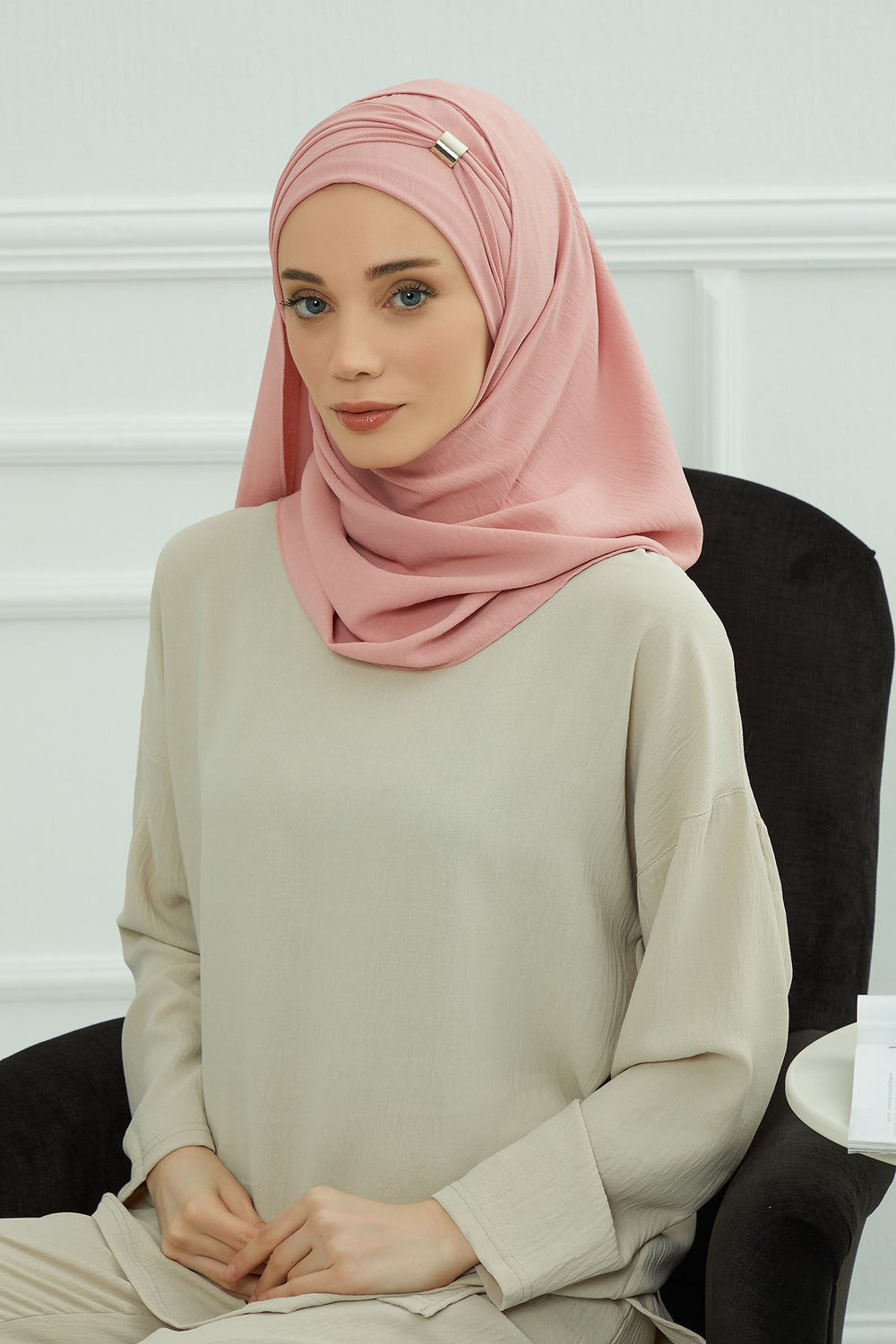 Instant Lightweight Aerobin Shawl Head Turbans For Women Headwear Stylish Head Wrap Elegant Design,CPS-94 Pink