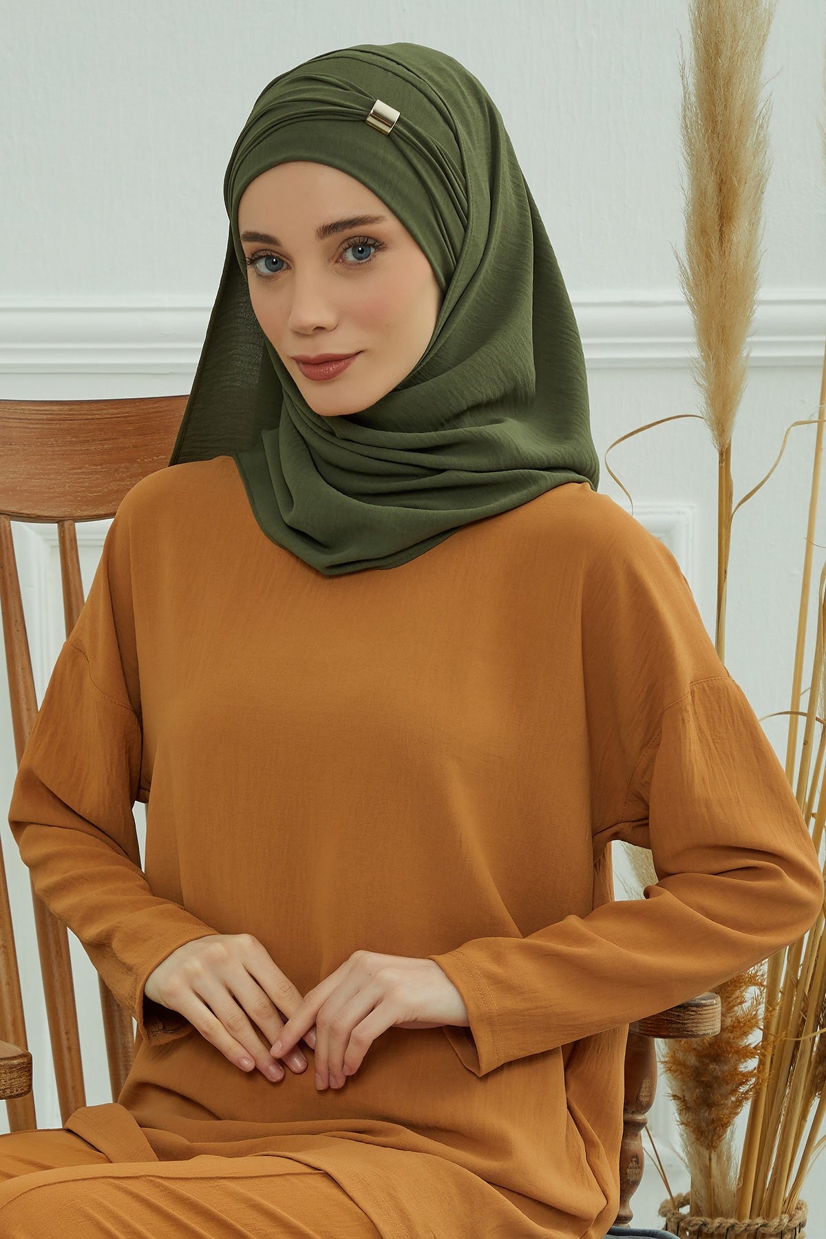 Instant Lightweight Aerobin Shawl Head Turbans For Women Headwear Stylish Head Wrap Elegant Design,CPS-94 Army Green