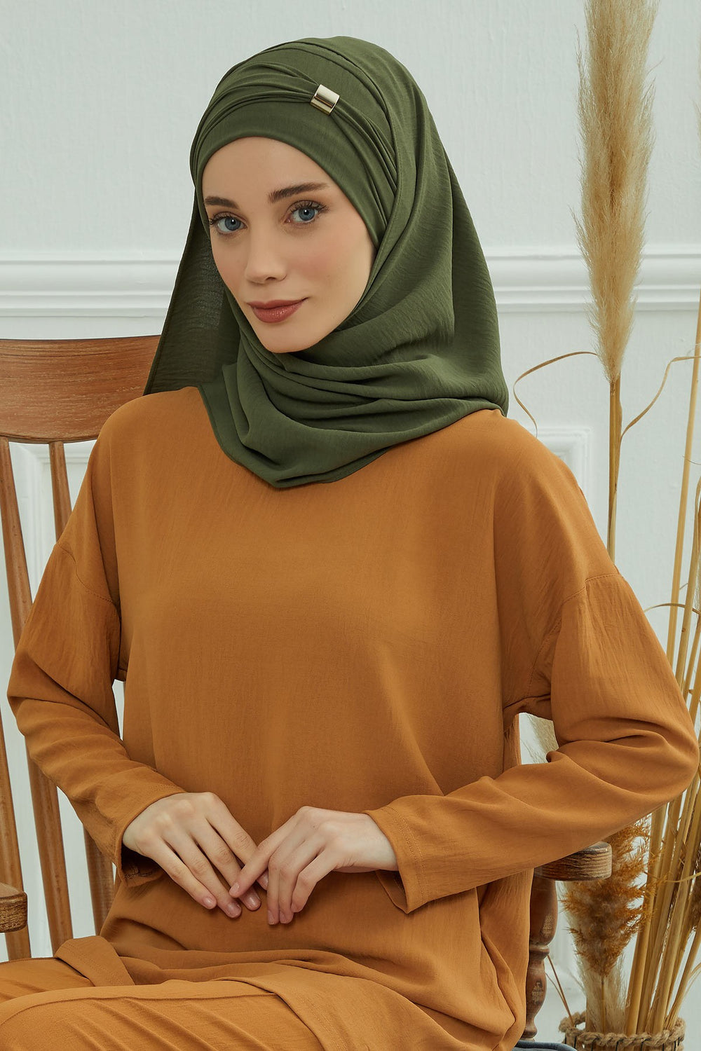 Instant Lightweight Aerobin Shawl Head Turbans For Women Headwear Stylish Head Wrap Elegant Design,CPS-94 Army Green