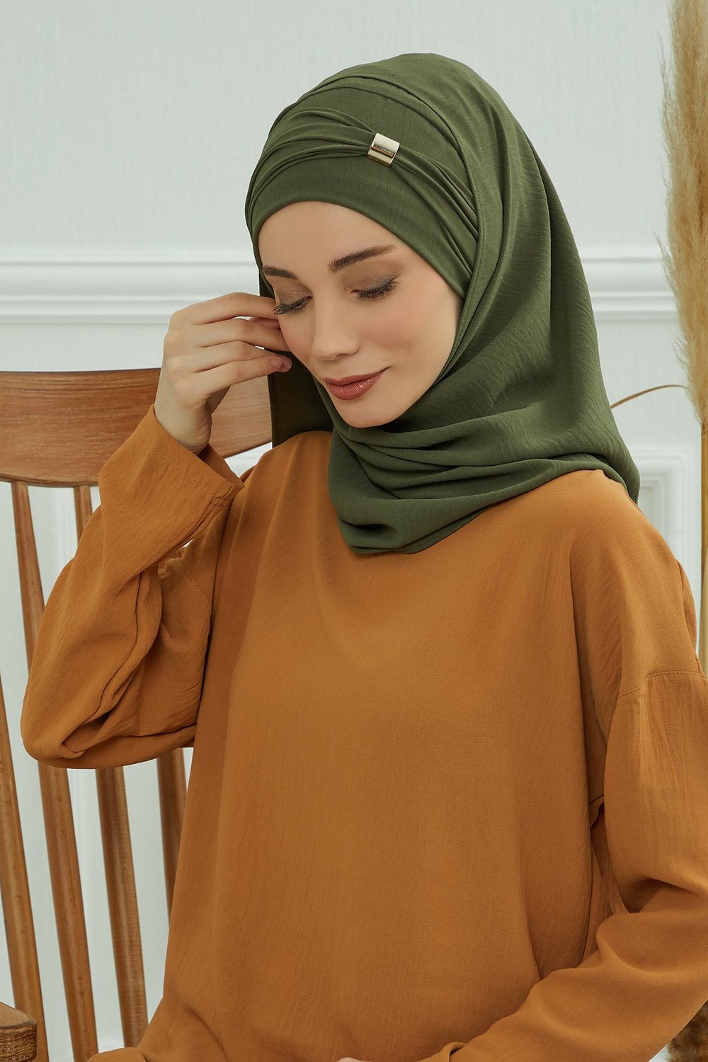 Instant Lightweight Aerobin Shawl Head Turbans For Women Headwear Stylish Head Wrap Elegant Design,CPS-94 Army Green