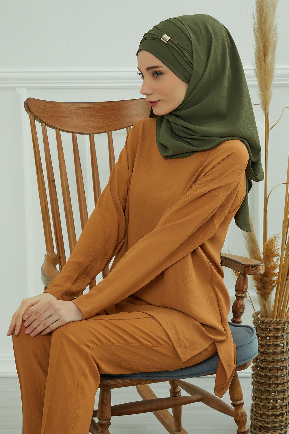 Instant Lightweight Aerobin Shawl Head Turbans For Women Headwear Stylish Head Wrap Elegant Design,CPS-94 Army Green