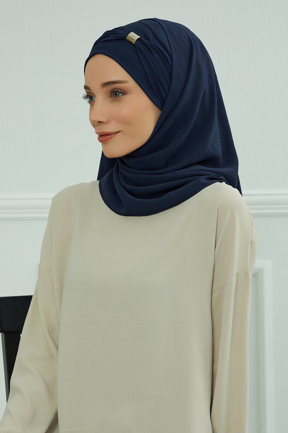 Instant Lightweight Aerobin Shawl Head Turbans For Women Headwear Stylish Head Wrap Elegant Design,CPS-94 Navy Blue