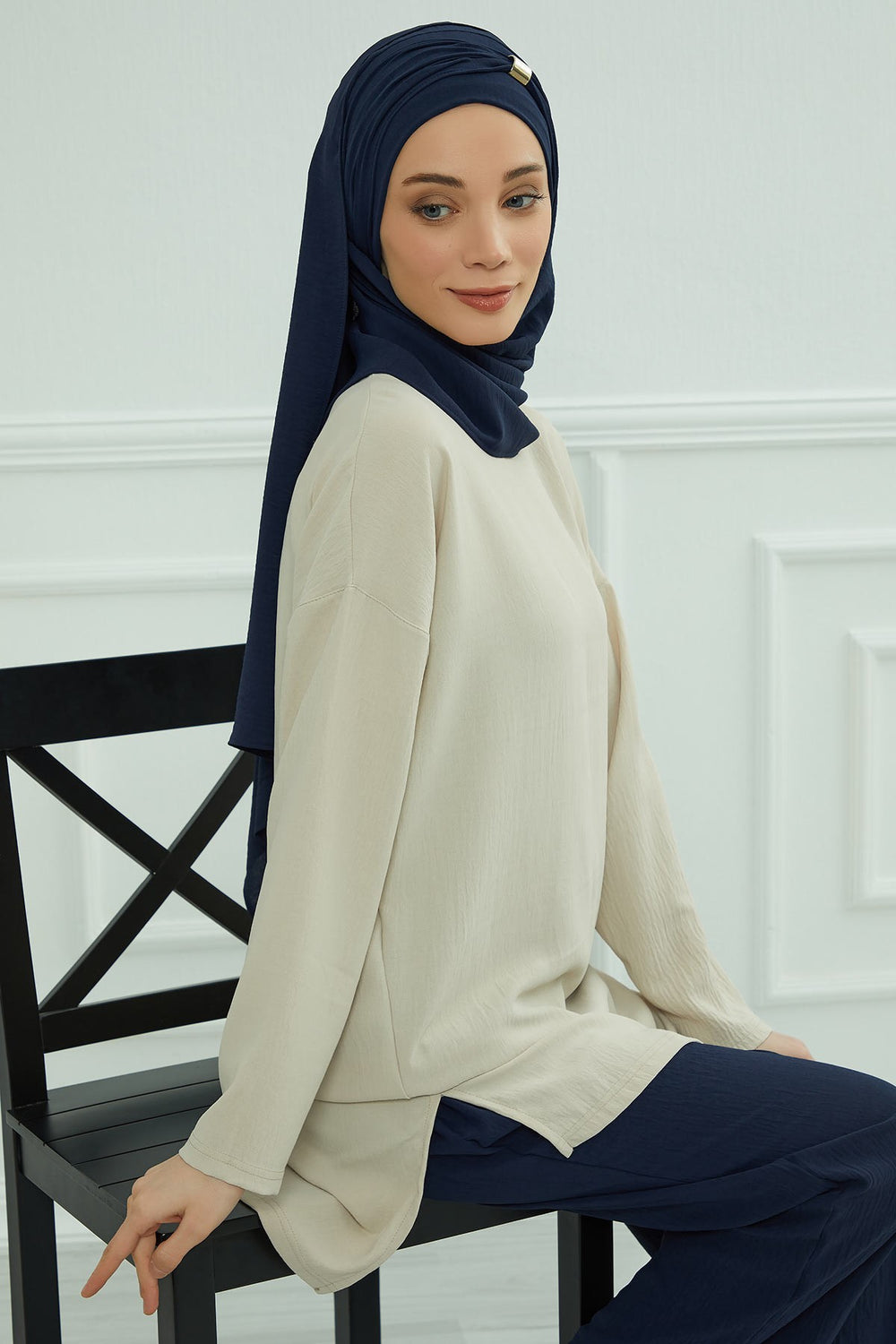 Instant Lightweight Aerobin Shawl Head Turbans For Women Headwear Stylish Head Wrap Elegant Design,CPS-94 Navy Blue