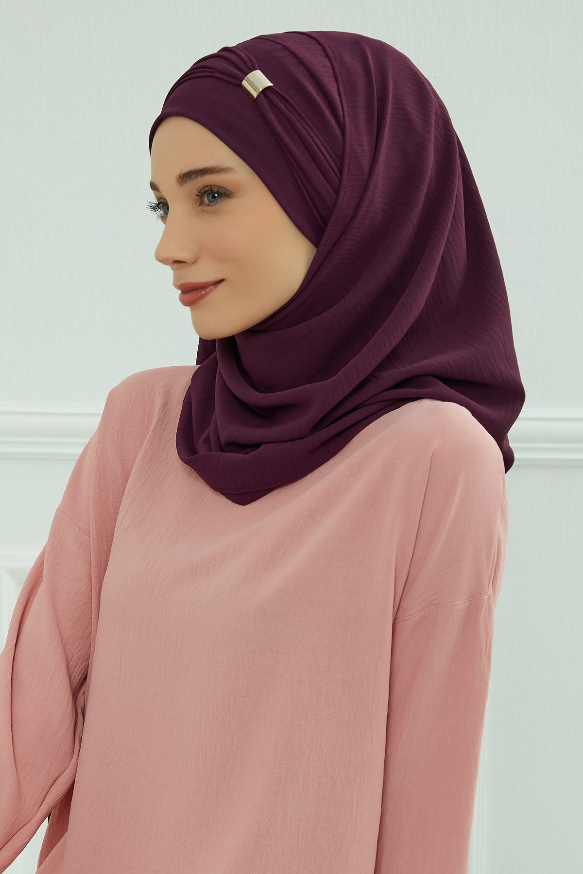 Instant Lightweight Aerobin Shawl Head Turbans For Women Headwear Stylish Head Wrap Elegant Design,CPS-94 Purple