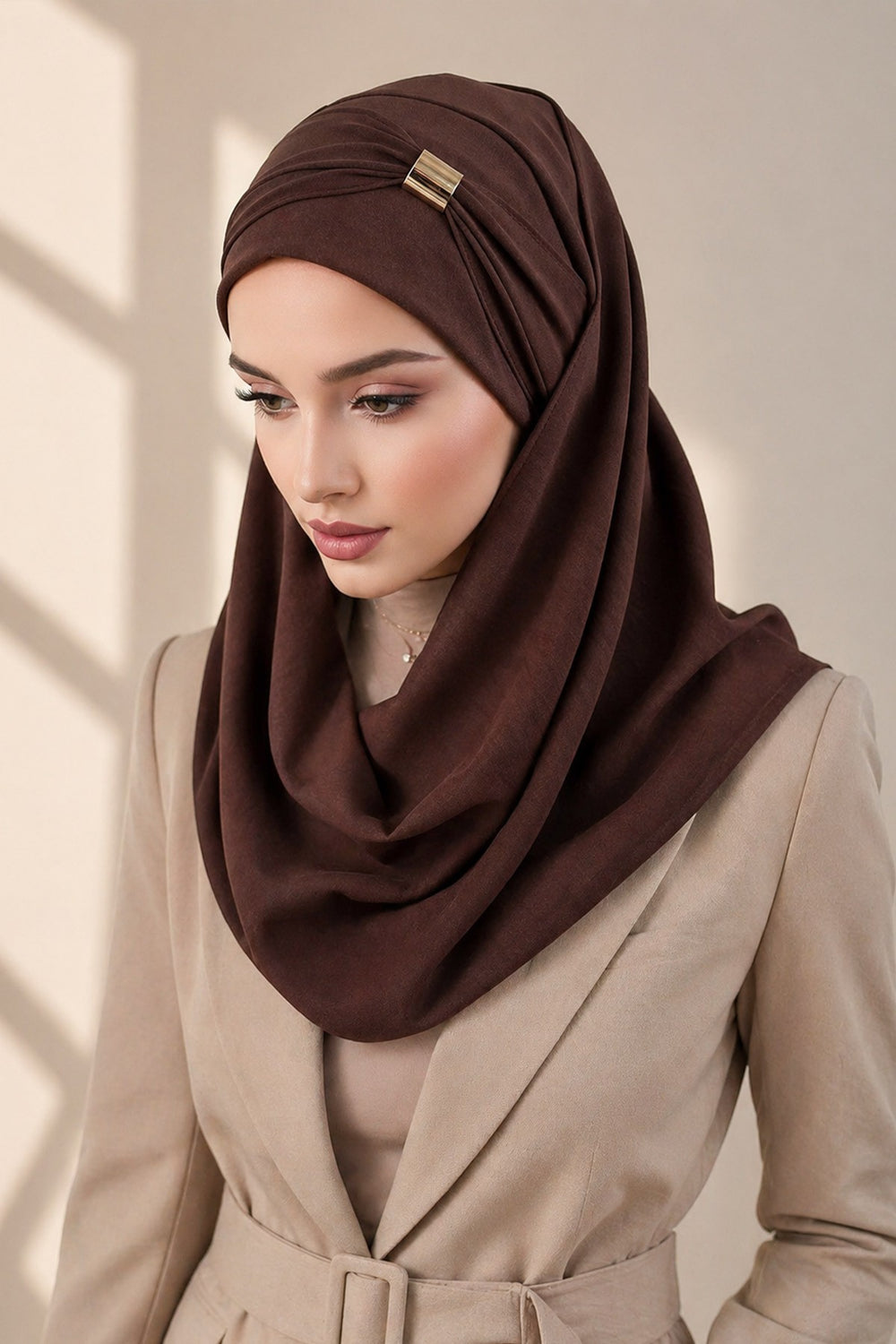 Instant Lightweight Aerobin Shawl Head Turbans For Women Headwear Stylish Head Wrap Elegant Design,CPS-94 Brown