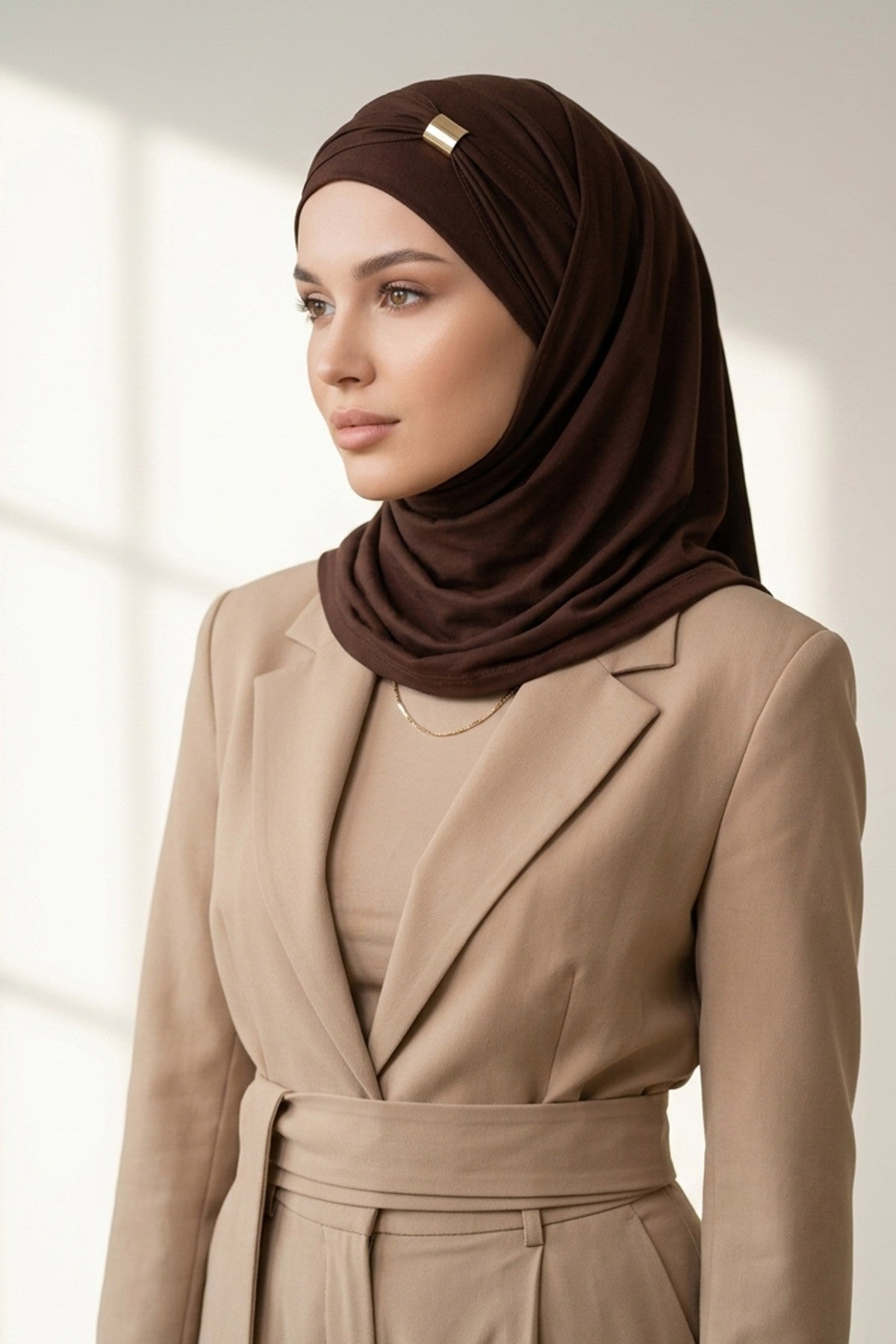 Instant Lightweight Aerobin Shawl Head Turbans For Women Headwear Stylish Head Wrap Elegant Design,CPS-94 Brown